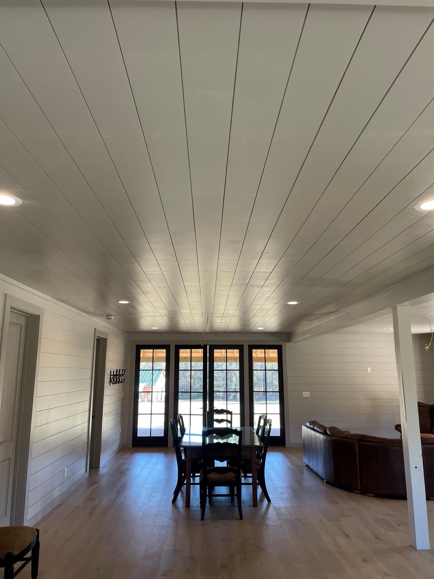 1x8 pine shiplap boards stacked showing the rabbeted edge